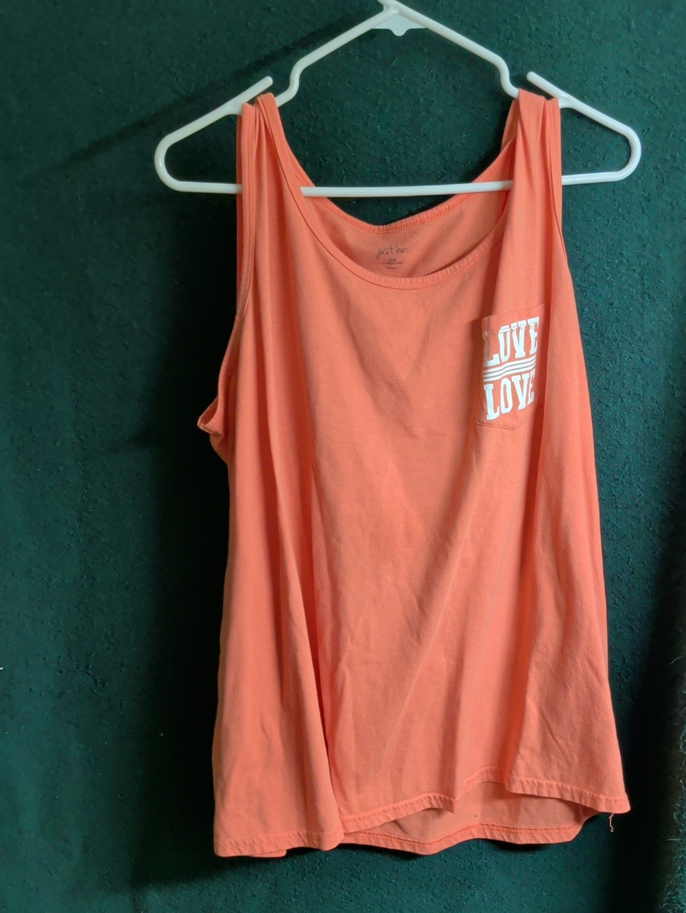 Just Be Coral Pocket Tank with 'LOVE' Print